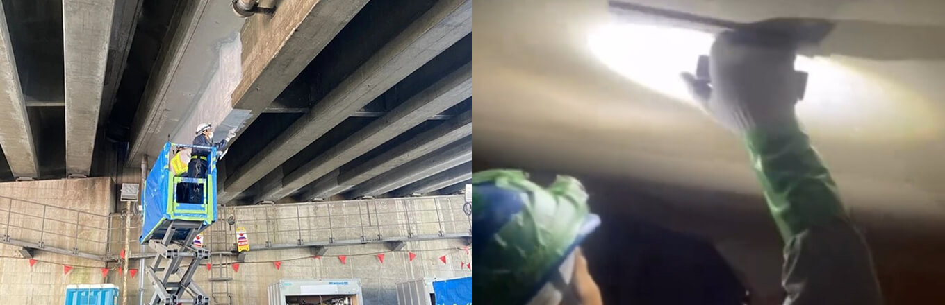 剥落防止工事中の写真