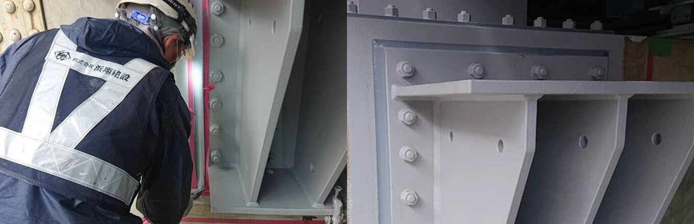 コーキング施工中の写真